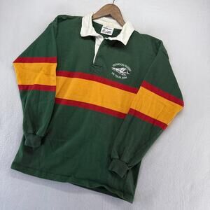 Vintage Bowdoin Rugby Shirt Men's large Green Yellow UK Tour 2004 Y2k Halbro USA